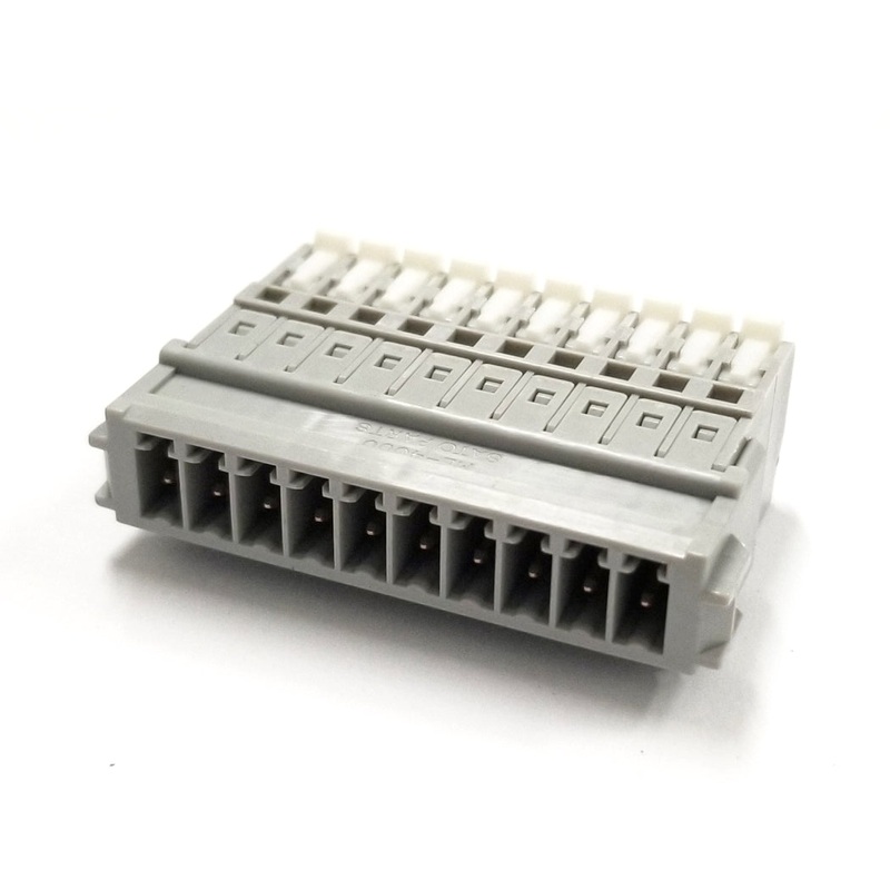 Sato Parts # SL-4000-AJ-10P, 10 Male Pin Screwless, Latching Terminal Jack