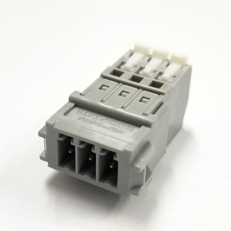 Sato Parts # SL-4000-AJ-3P, 3 Male Pin Screwless, Latching Terminal Jack