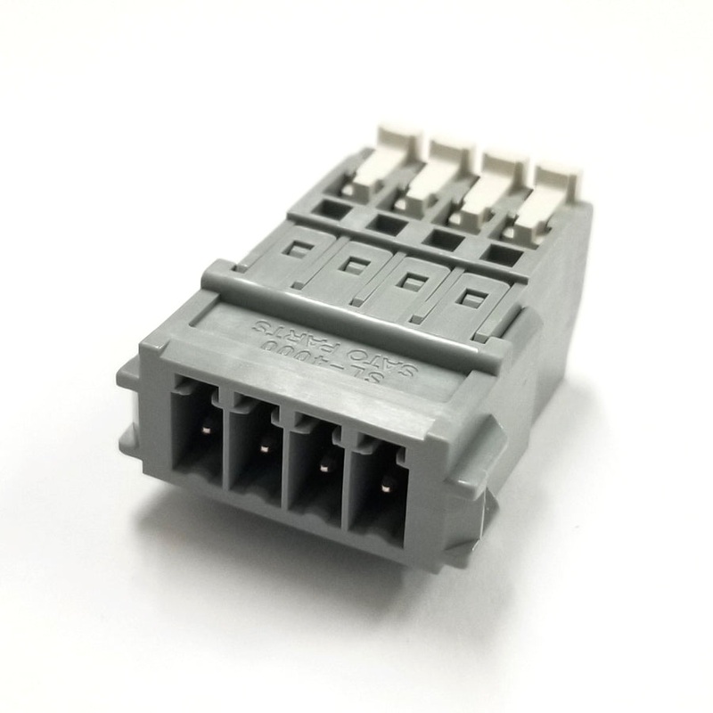 Sato Parts # SL-4000-AJ-4P, 4 Male Pin Screwless, Latching Terminal Jack