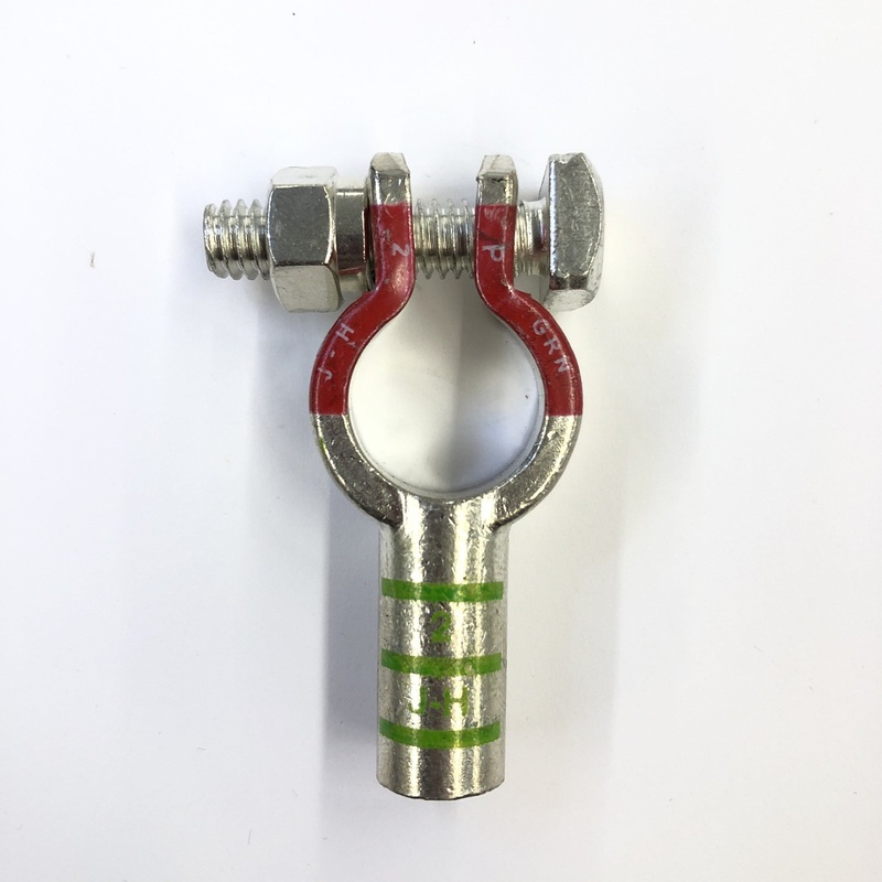 Straight Pure Copper Battery Terminal 2AWG Positive (+) Side,  ~ 2 Gauge