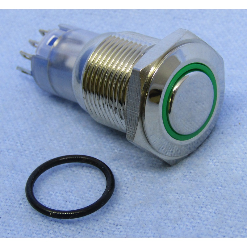 Philmore 30-12648 SPDT (ON) or (OFF) Momentary Green Lighted Push Button IP67