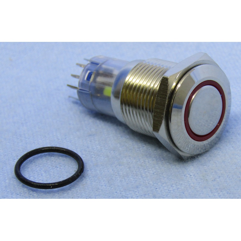 Philmore 30-12652 SPDT Push-ON/Push-OFF Maintained Red Lighted Push Button IP67