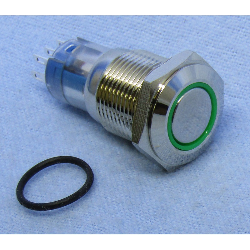 Philmore 30-12654 SPDT Push-ON/Push-OFF Maintained Green LED Push Button IP67