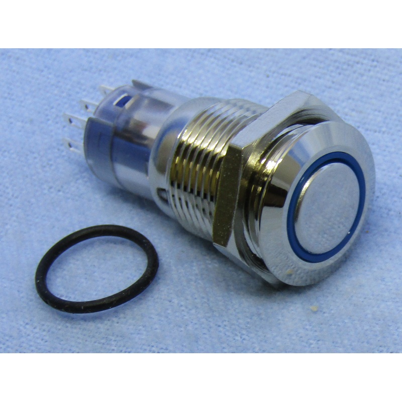 Philmore 30-12656 SPDT Push-ON/Push-OFF Maintained Blue Lighted Push Button IP67