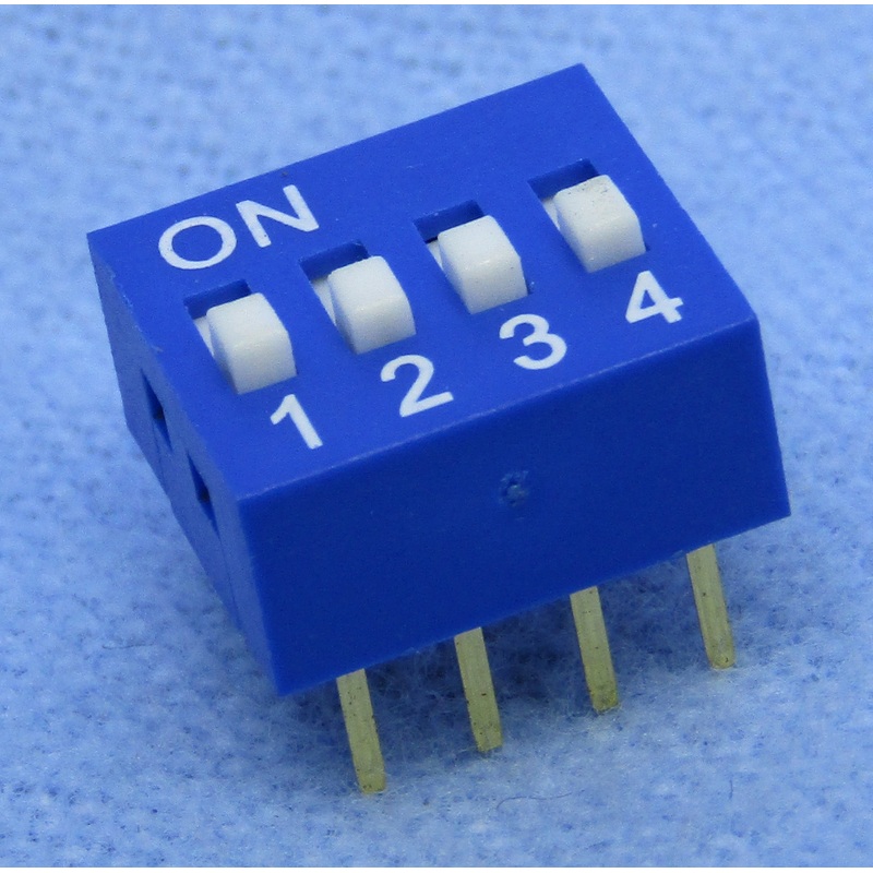 Philmore 30-1004 4 Position DIP Switch, 2.54mm Spacing ON-OFF 100mA@50V DC