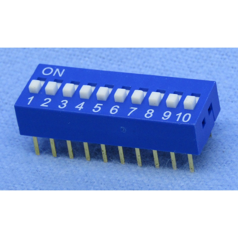 Philmore 30-1010 10 Position DIP Switch, 2.54mm Spacing ON-OFF 100mA@50V DC