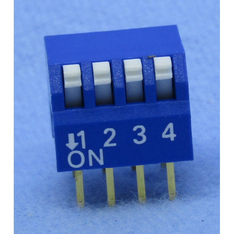 Philmore 30-11040 4 Position DIP Switch, Right Angle ON-OFF 100mA@50V DC