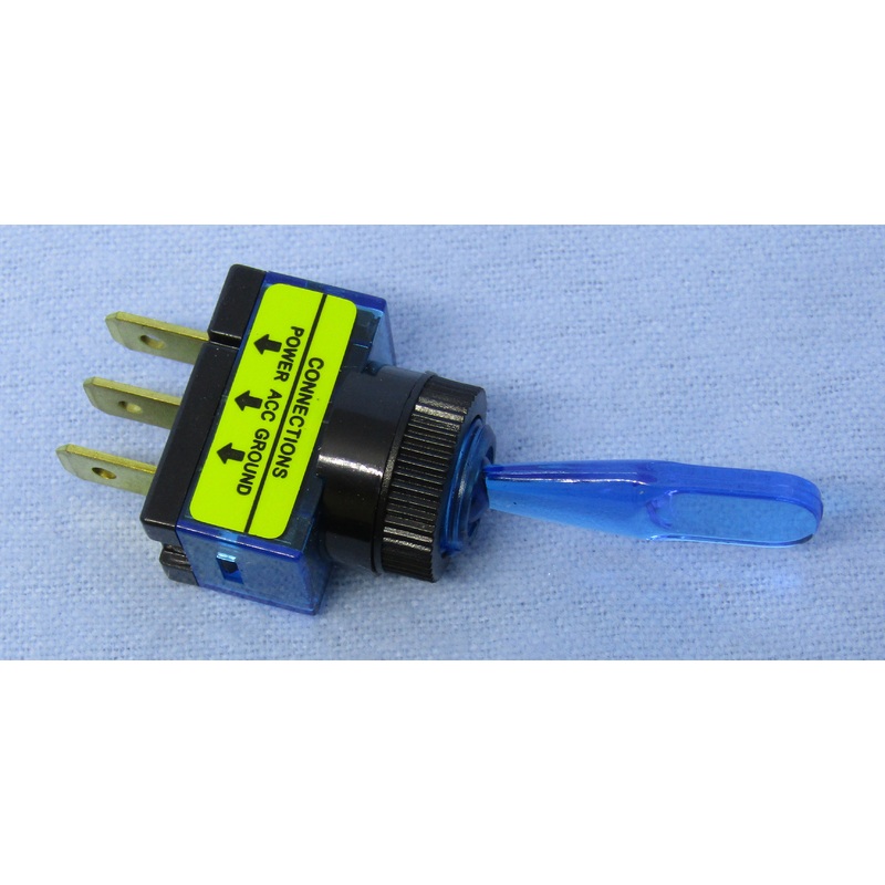 Philmore 30-12153 SPST ON-OFF Blue Lit Wedge Handle Toggle Switch 20A@12-14V DC
