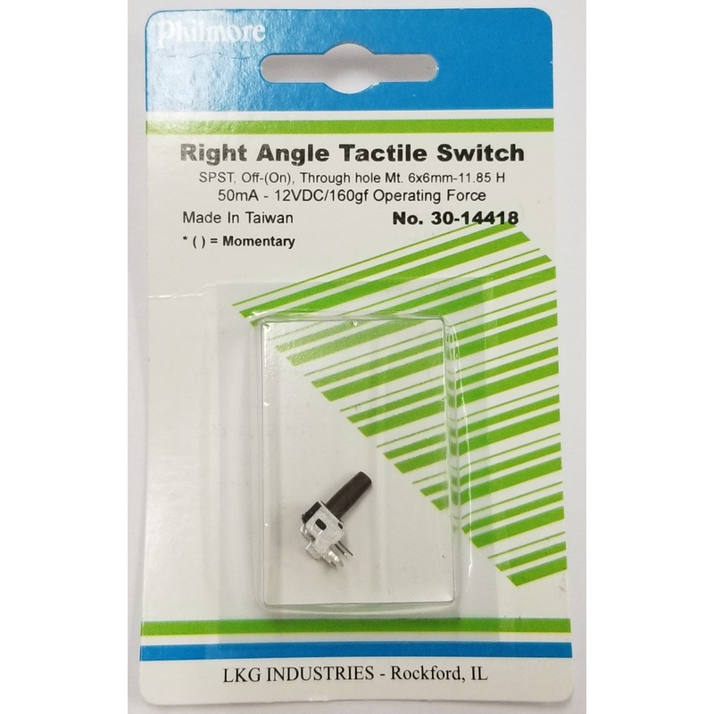 Philmore 30-14418 SPST OFF-(ON) Momentary 6.0mm x 11.8mm Tactile Switch