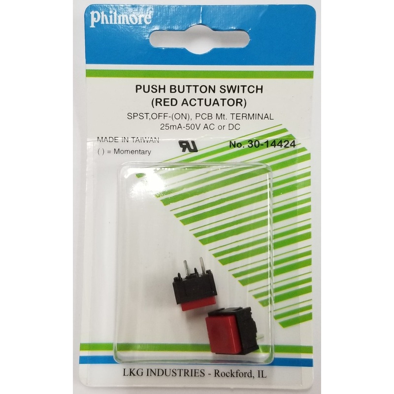 Philmore 30-14424 SPST OFF-(ON) Momentary 12mm x 9.9mm Push Button Switches 2 Pk
