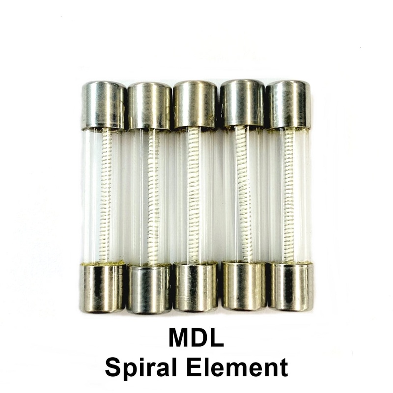 5 Pack of BUS MDL-1/8, 0.125A 250V Time Delay (Slow Blow) Glass Body Fuses