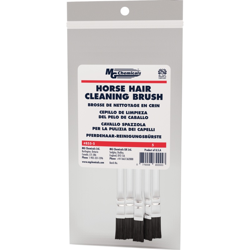 MG Chemicals # 855 Tin-Handled Horse Hair Cleaning Brush ~ 5 Pack