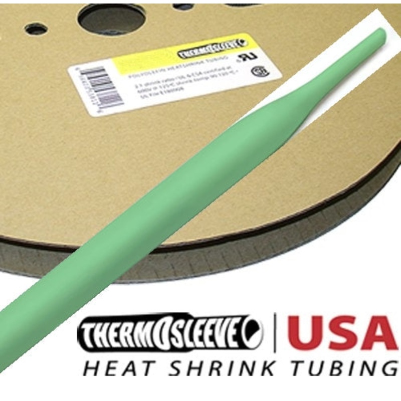Thermosleeve HST116G100 100′ Roll Polyolefin 1/16″ GREEN 2:1 Heat Shrink Tubing