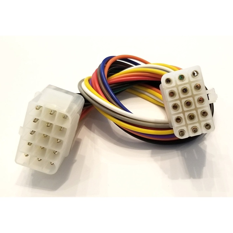 32-3015, 15 Conductor 18AWG Male to Female Round Pin Wire Harness ~ 12″ Length