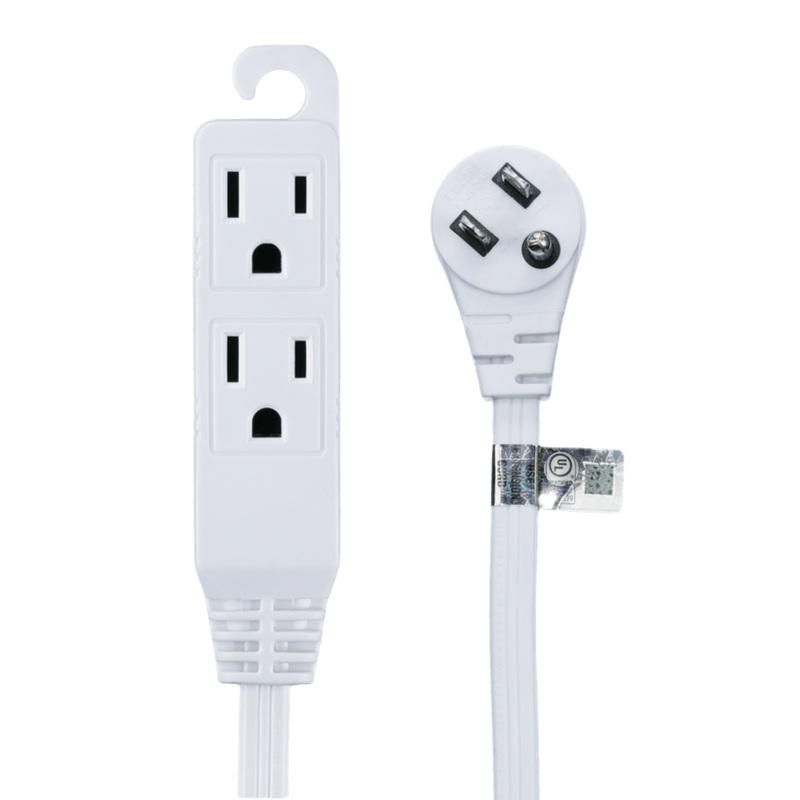EC1608AUL 8 ft Flat End Extension Cord White  16/3 SPT