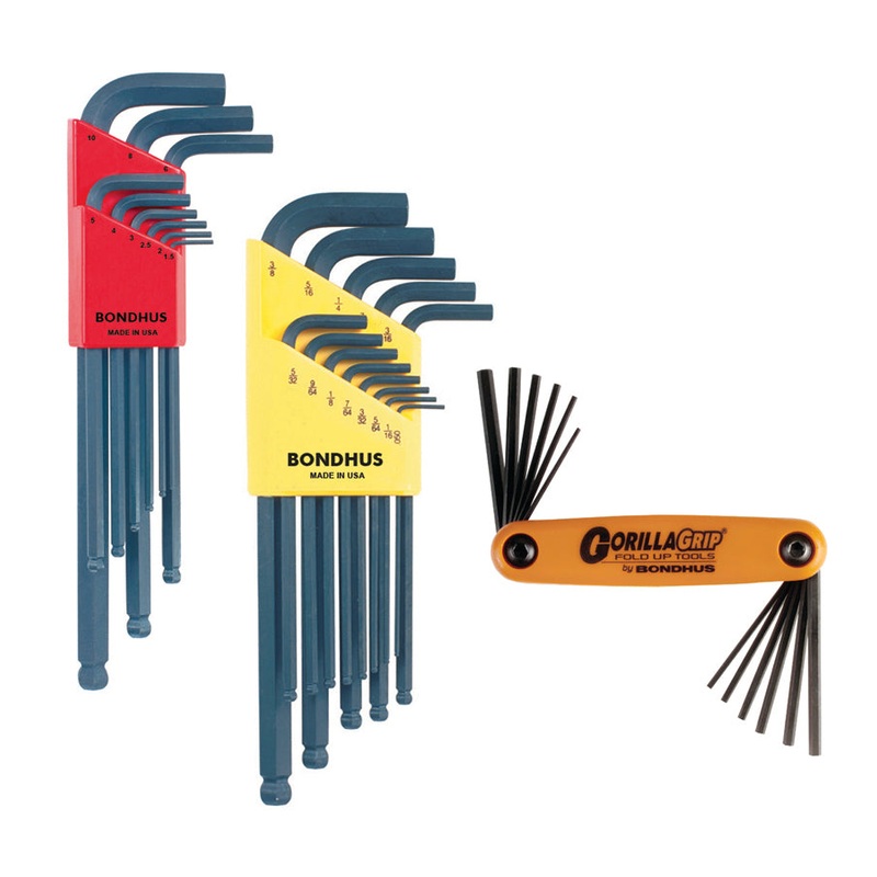14130 (BLF34), Bondhus Triple Pack, Balldriver Hex Key Sets & Combo Fold Up Set