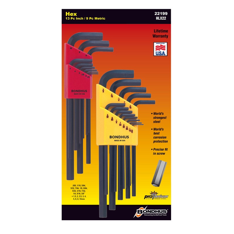 22199 (HLX22), Bondhus Double Pack, Inch & Metric Hex Key Sets