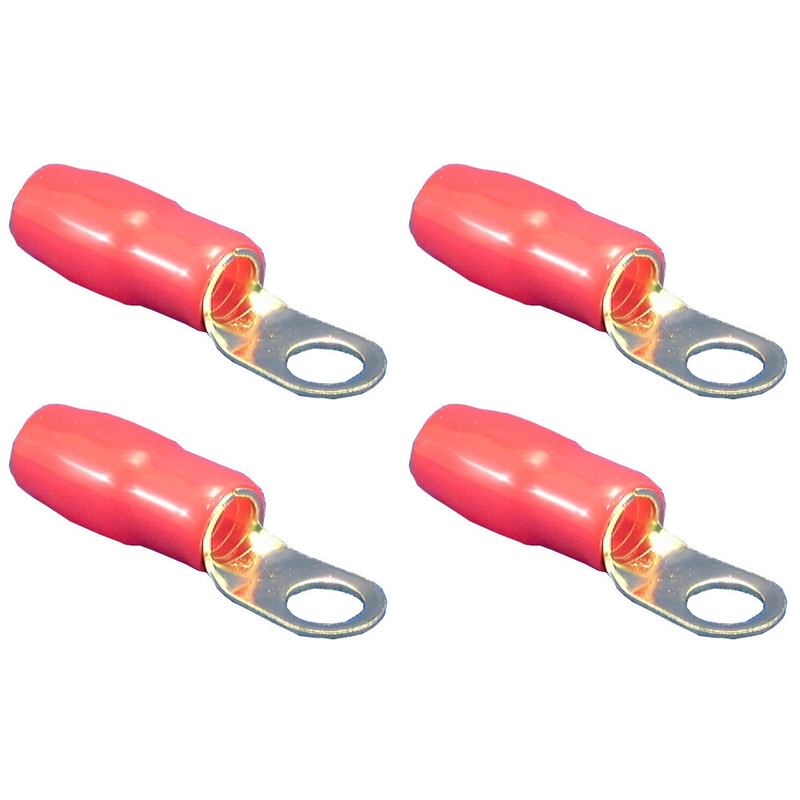 65-1588, Philmore 4 Pack of 8AWG, Vinyl Insulated 5/16″ Stud Ring Lug ~ 8 Gauge