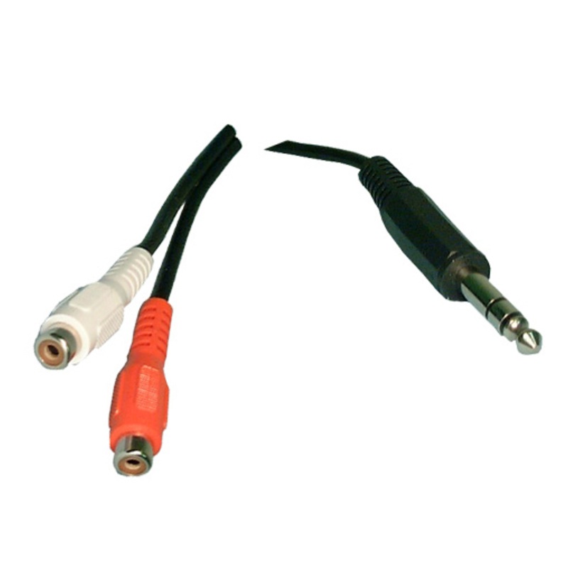 Philmore 44-215 6 Inch (1) 1/4″ Stereo Male Plug to (2) RCA Female Jacks Y-Cable