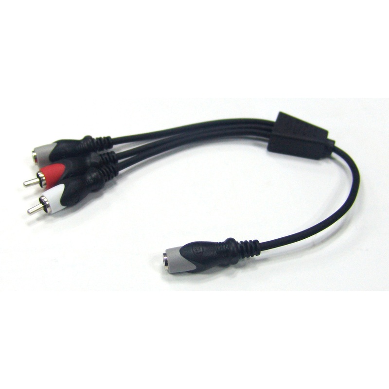 Philmore 44-232, 12″ 3.5mm Stereo Female to (2) RCA Male + 3.5mm Stereo Female