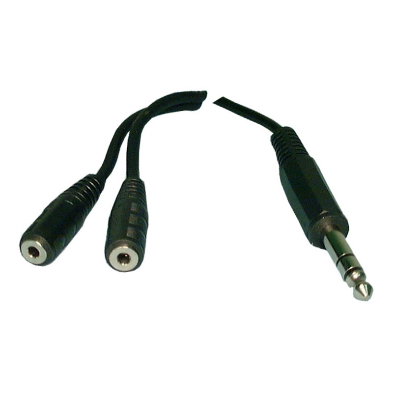 Philmore 44-245 6 Inch 1/4″ Stereo Male Plug to (2) 3.5mm Stereo Jacks Y-Cable