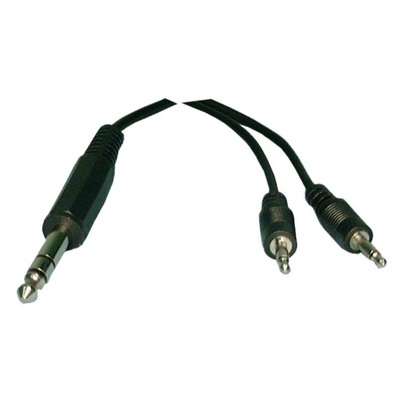 Philmore 44-251 6 Inch 1/4″ Stereo Male Plug to 2 3.5mm Mono Male Plugs Y-Cable