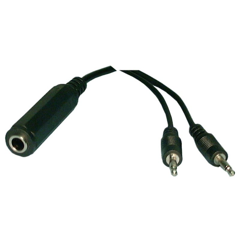Philmore 44-254 6 Inch (1) 1/4″ Stereo Female Jack to 2 3.5mm Mono Plugs Y-Cable