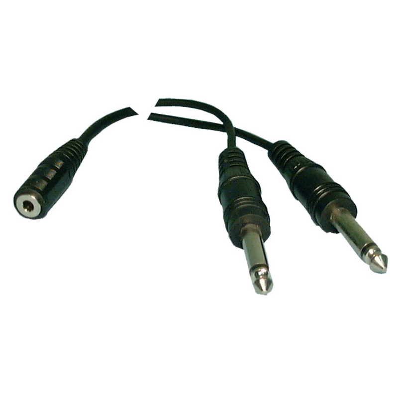 Philmore # 44-257 6 Inch 3.5mm Stereo Female Jack to (2) 1/4″ Mono Plugs Y-Cable