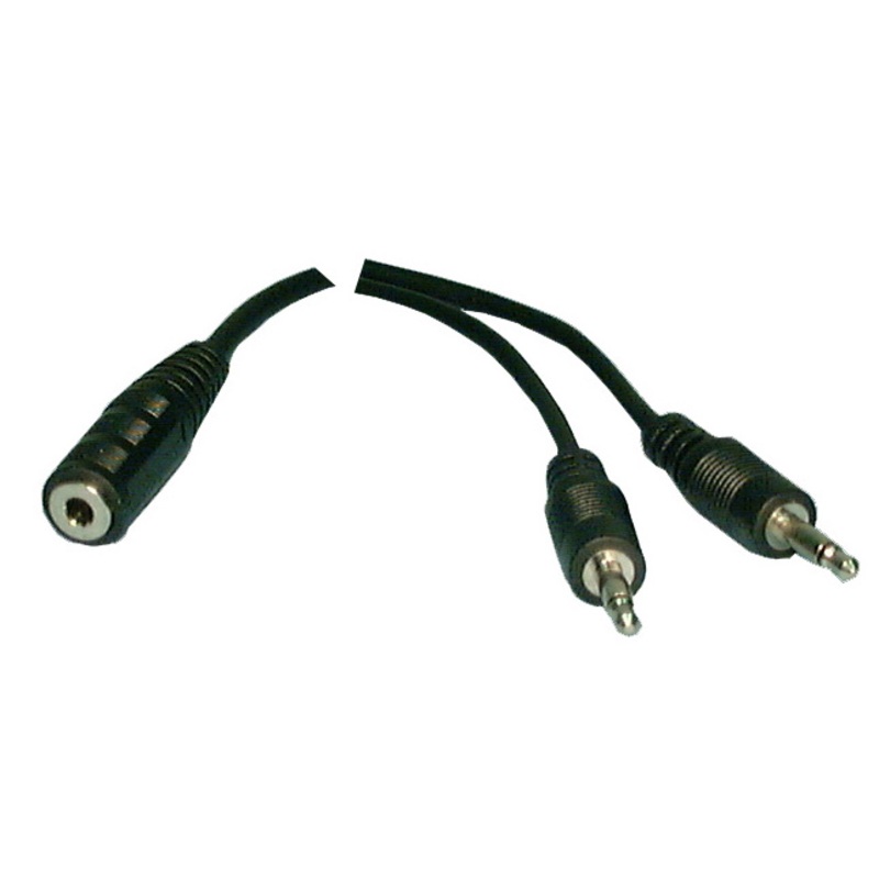 Philmore # 44-269, 6 Inch 3.5mm Mono Female Jack to (2) 3.5mm Male Plugs Y-Cable