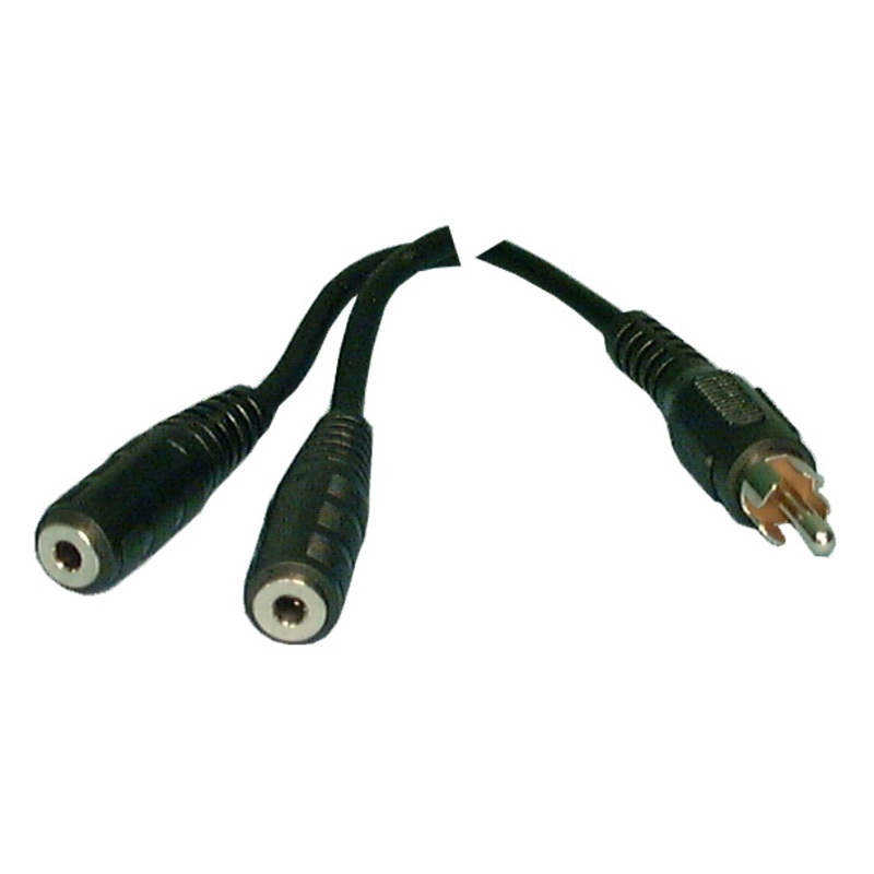 Philmore 44-272, 6 Inch (1) RCA Male Plug to (2) 3.5mm Female Mono Jacks Y-Cable