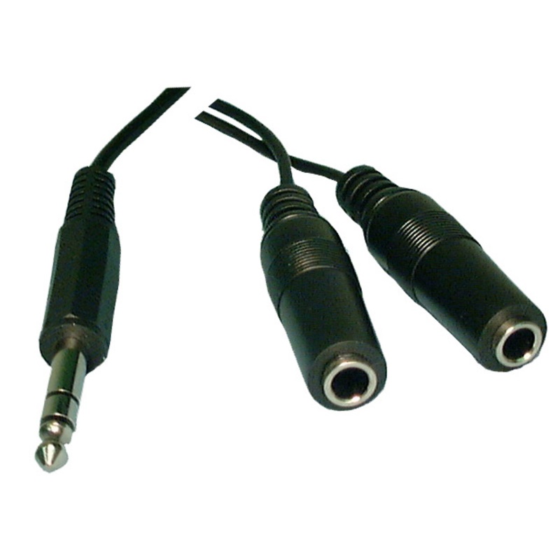 Philmore 44-296 6 Foot 1/4″ Stereo Male Plug to 2 1/4″ Mono Female Jacks Y-Cable