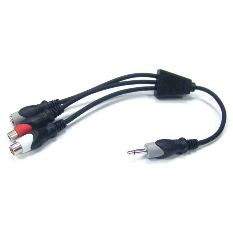 Philmore 44-302 12 Inch 3.5mm Mono Male to (2) RCA Female + 3.5mm Mono Female