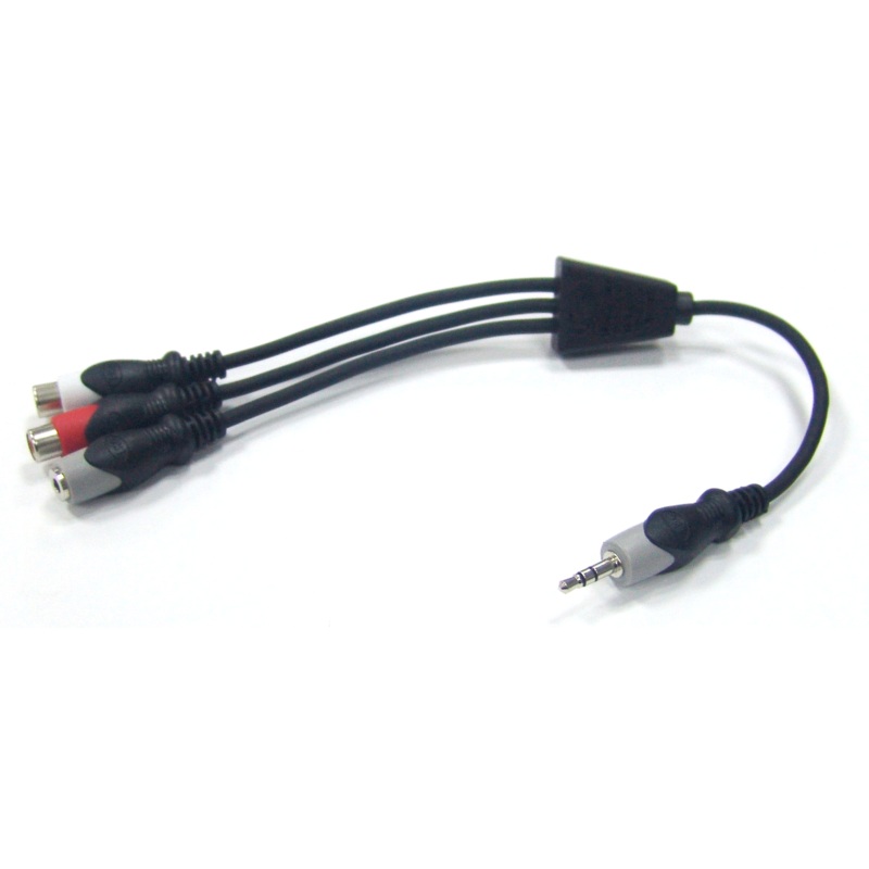 Philmore 44-312, 12″ 3.5mm Stereo Male to (2) RCA Female + 3.5mm Stereo Female