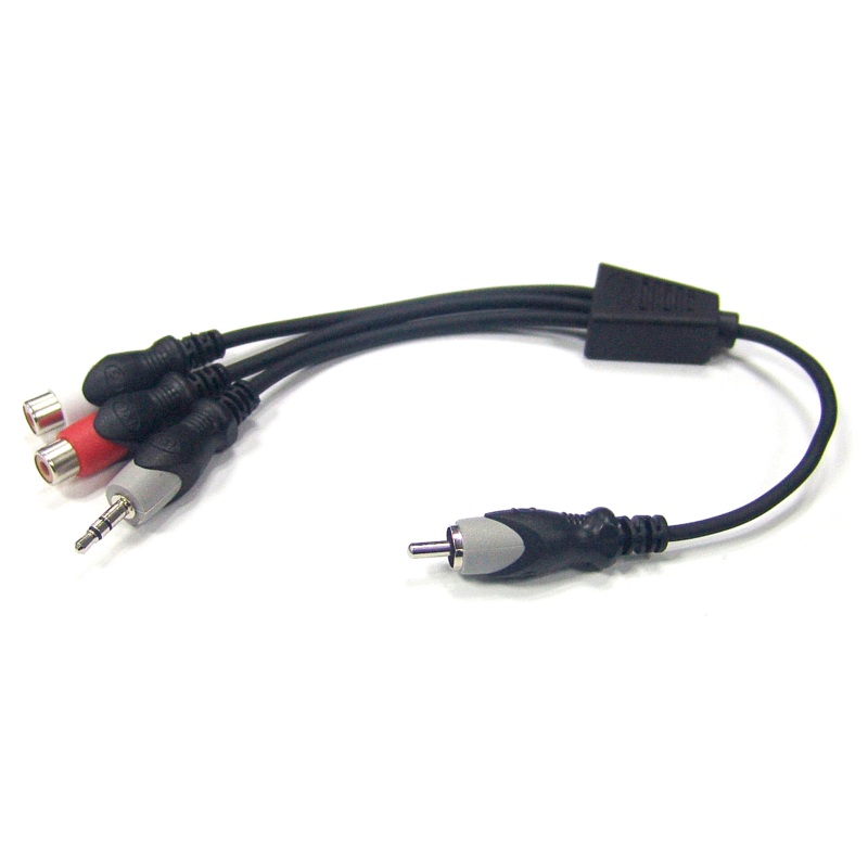 Philmore 44-341 12 Inch RCA Male to (2) RCA Female + 3.5mm Stereo Female Y-Cable