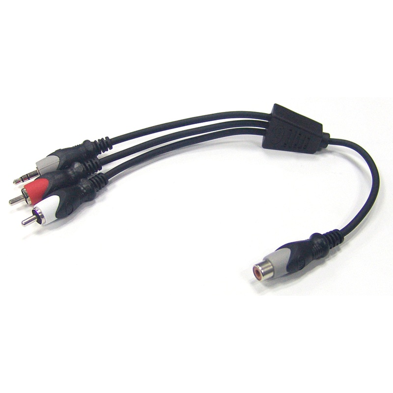 Philmore # 44-343 12 Inch RCA Female to (2) RCA Male + 3.5mm Stereo Male Y-Cable