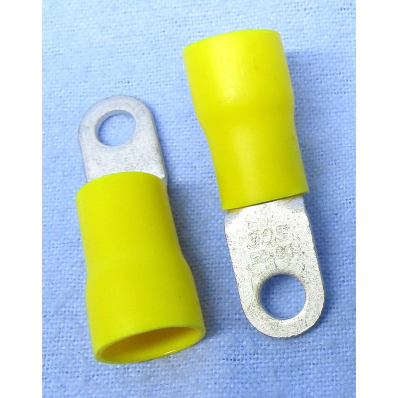 Philmore 65-1597, 2 Pack of 4AWG, Vinyl Insulated 1/4″ Stud Ring Lug ~ 4 Gauge