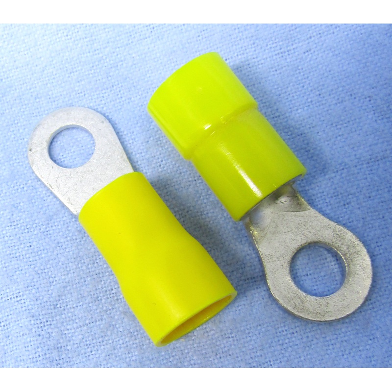 Philmore 65-1598, 2 Pack of 4AWG, Vinyl Insulated 5/16″ Stud Ring Lug ~ 4 Gauge