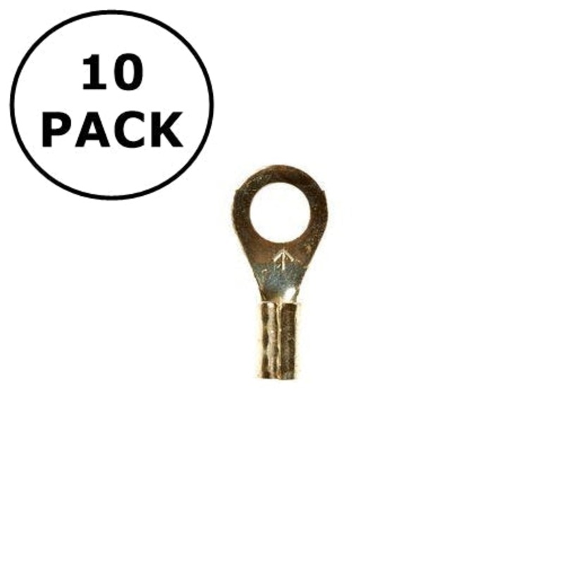 (1002) 1/4″ Stud Non Insulated Ring Terminals for 22-18AWG Wire ~ 10 Pack
