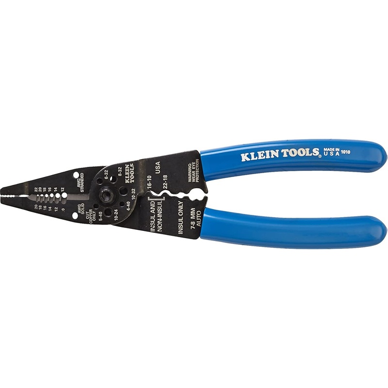 1010, Klein Multi Tool Long Nose Wire Cutter, Wire Crimper, Stripper and Bolt Cutter Multi-Purpose Electrician Tool, 8-Inch Long