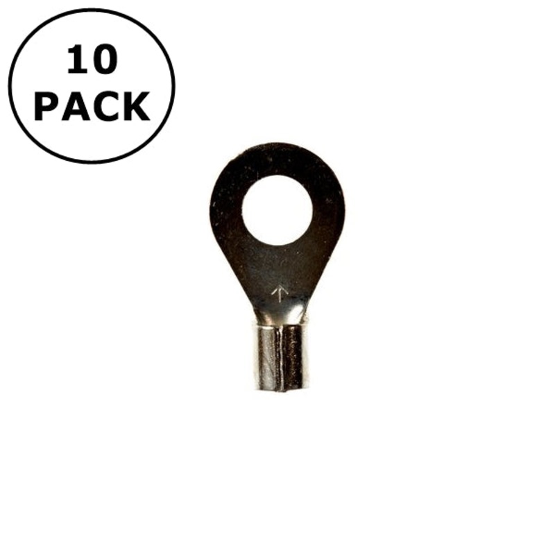(1104) 3/8″ Stud Non Insulated Ring Terminals for 12-10AWG Wire ~ 10 Pack