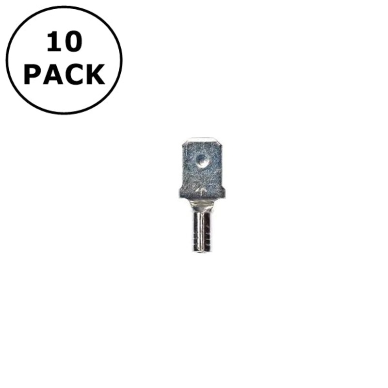 (1605) 0.250″ Male Non Insulated Quick Disconnects for 12-10AWG Wire ~ 10 Pack