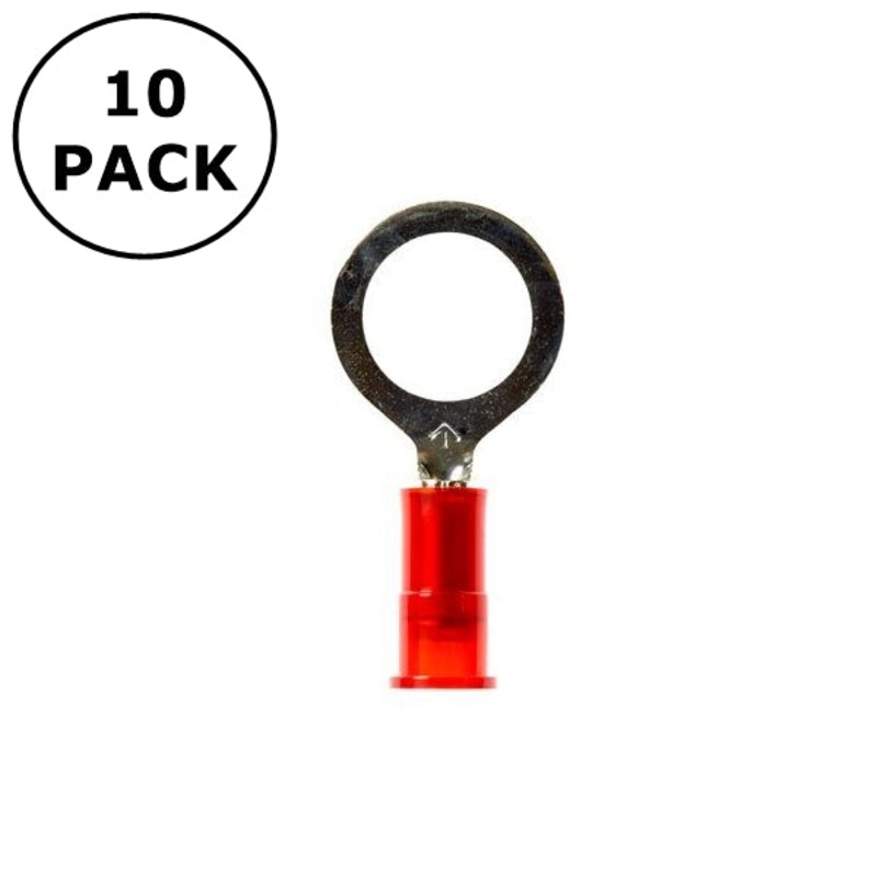 (2316) 5/16″ Stud Red Vinyl Insulated Ring Terminals for 22-18AWG Wire ~ 10 Pack