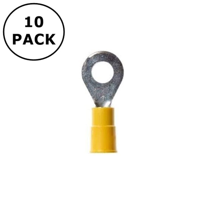 (2403) 5/16″ Stud Yellow Vinyl Insulated Ring Terminals 12-10AWG Wire ~ 10 Pack