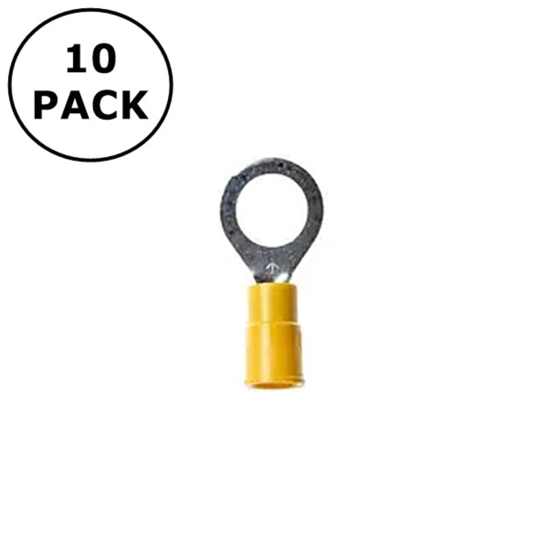 (2412) 7/16″ Stud Yellow Vinyl Insulated Ring Terminals 12-10AWG Wire ~ 10 Pack
