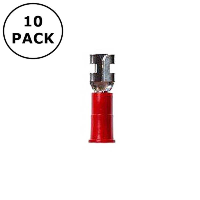 (2784) 0.187″ Female Red Vinyl Insulated Quick Disconnects 22-18AWG Wire 10 Pack