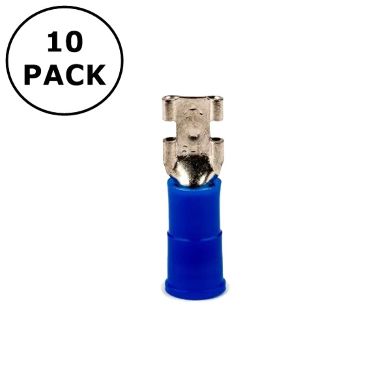 (2793) 0.187″ Female Blue Vinyl Insulated Quick Disconnects 16-14AWG Wire 10 PK