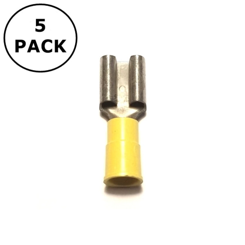 (2802) 0.375″ Female Yellow Vinyl Insulated Quick Disconnects 12-10AWG ~ 5 Pack
