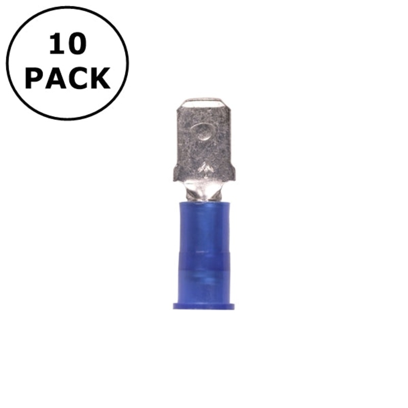 (2820) 0.250″ Male Blue Vinyl Insulated Quick Disconnects 16-14AWG Wire 10 Pack
