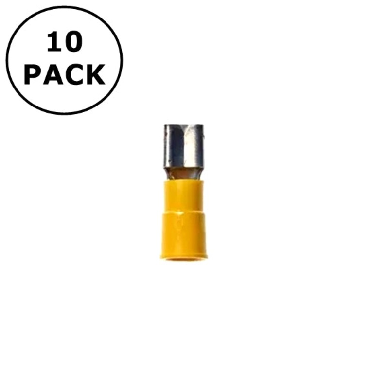 (2823) 0.250″ Male Yellow Vinyl Insulated Quick Disconnects 12-10AWG Wire 10 PK