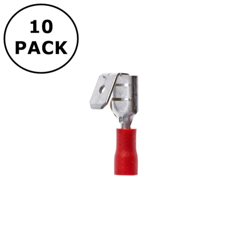 (2859) 0.250″ Red Vinyl Insulated Multi Stack Terminals  22-18AWG Wire 10 Pack